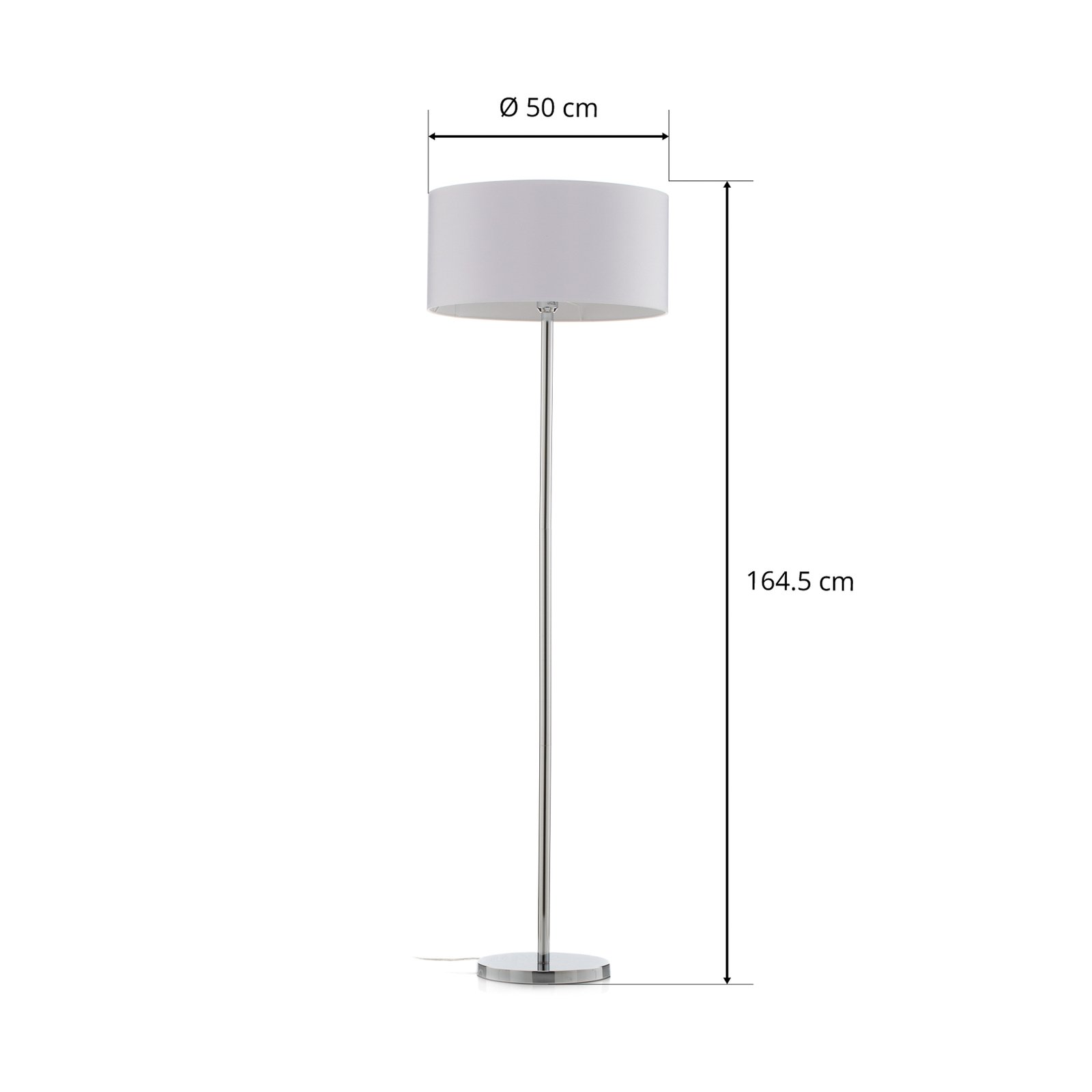 Maarit floor lamp, fabric lampshade, white/chrome