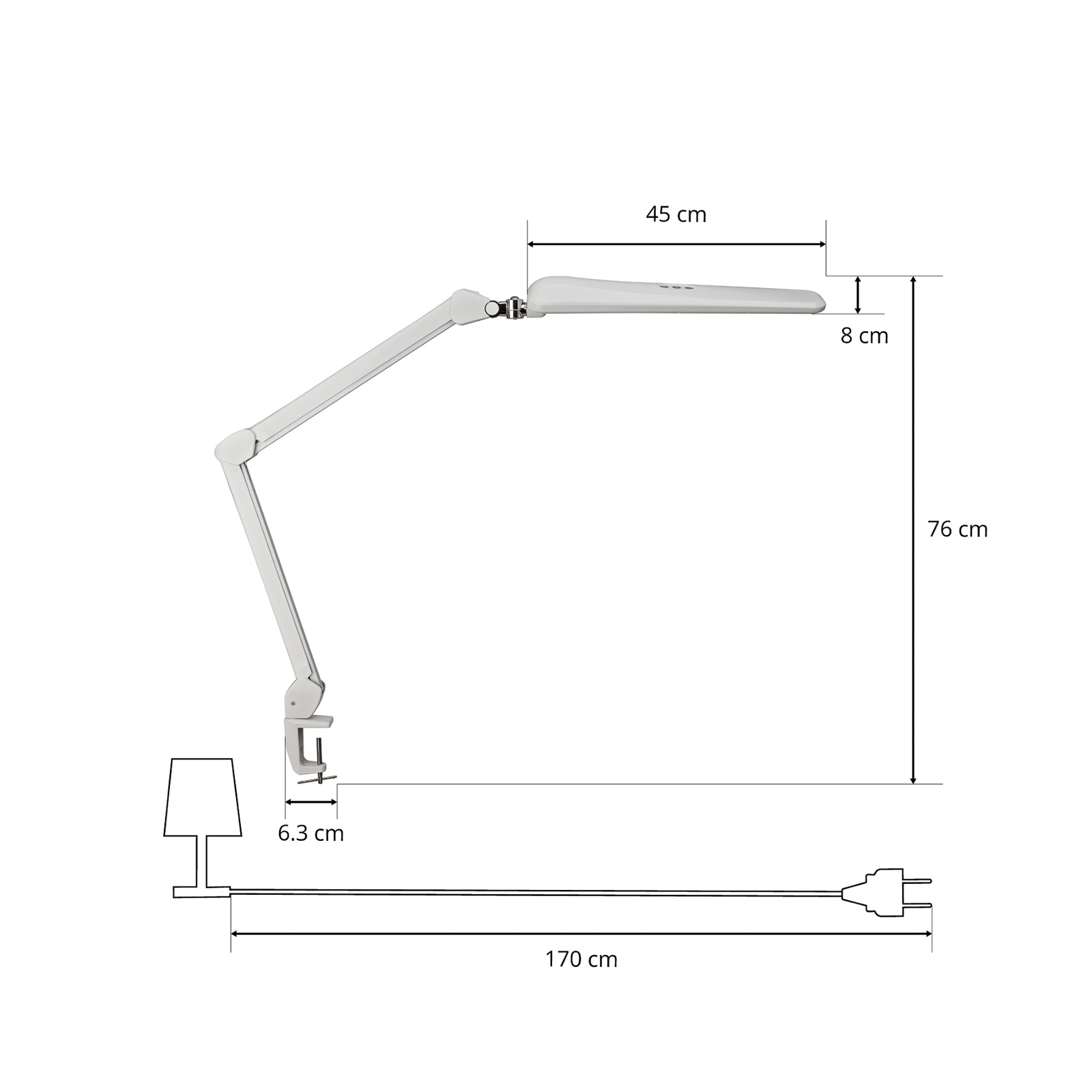 MAULcraft Lampada da tavolo LED con base a morsetto, dimmerabile