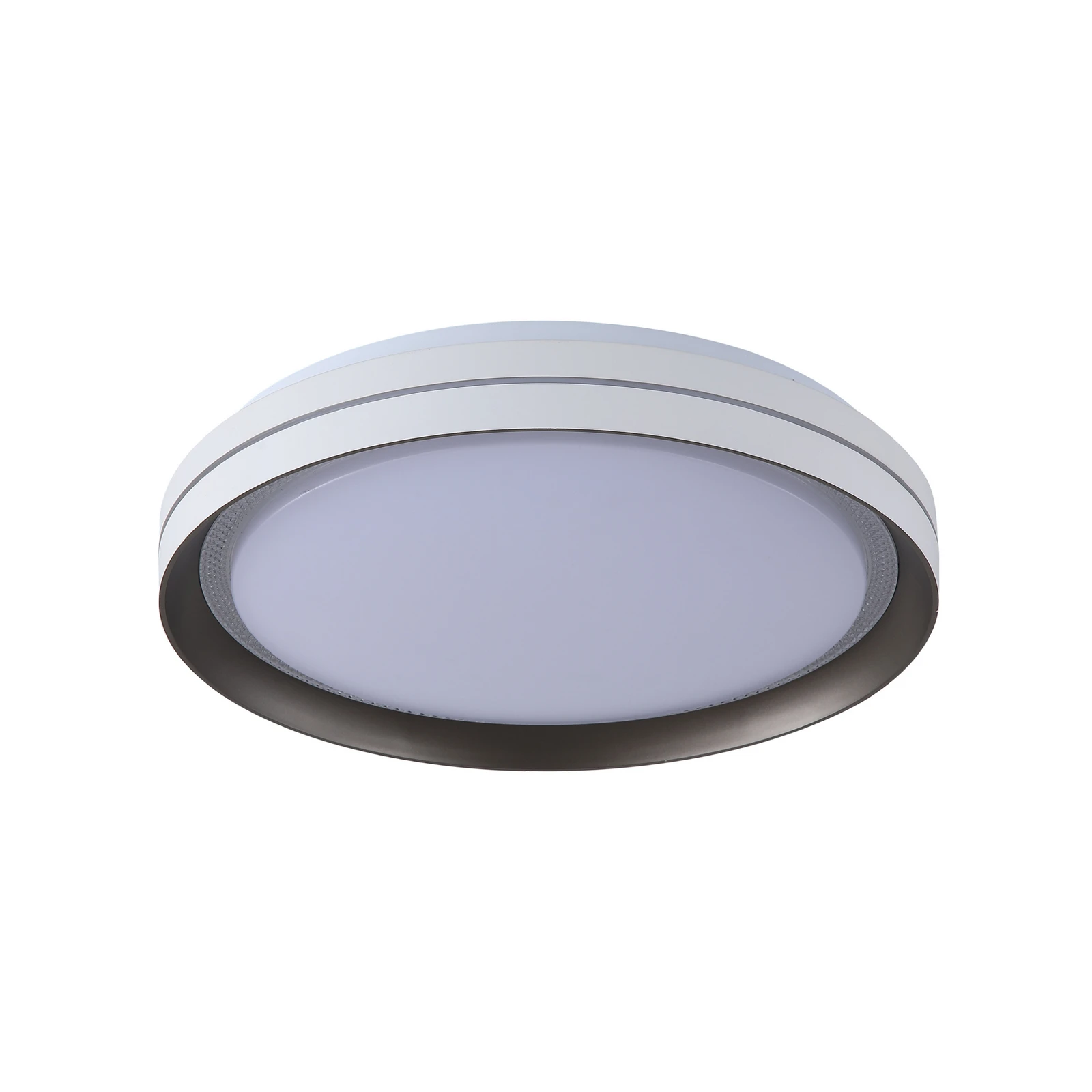 Saucer LED ceiling lamp, white/slatted, Ø 39 cm, iron/acrylic