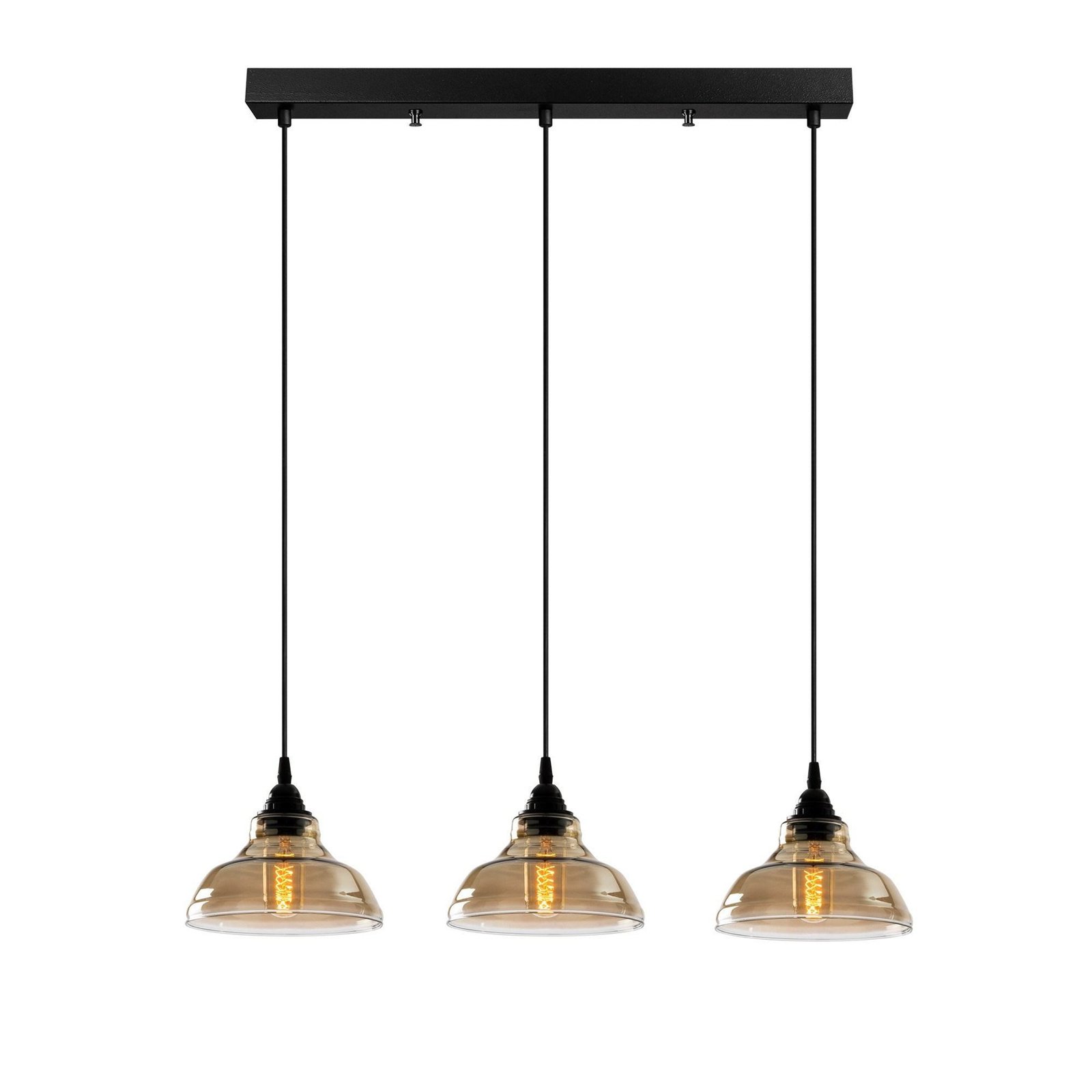 Hanglamp Dilberay 323-S rooktransparant glas 3-lamps lineair