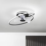 LED-kattotuuletin Storm, musta/valkoinen, Ø 77 cm CCT, hiljainen