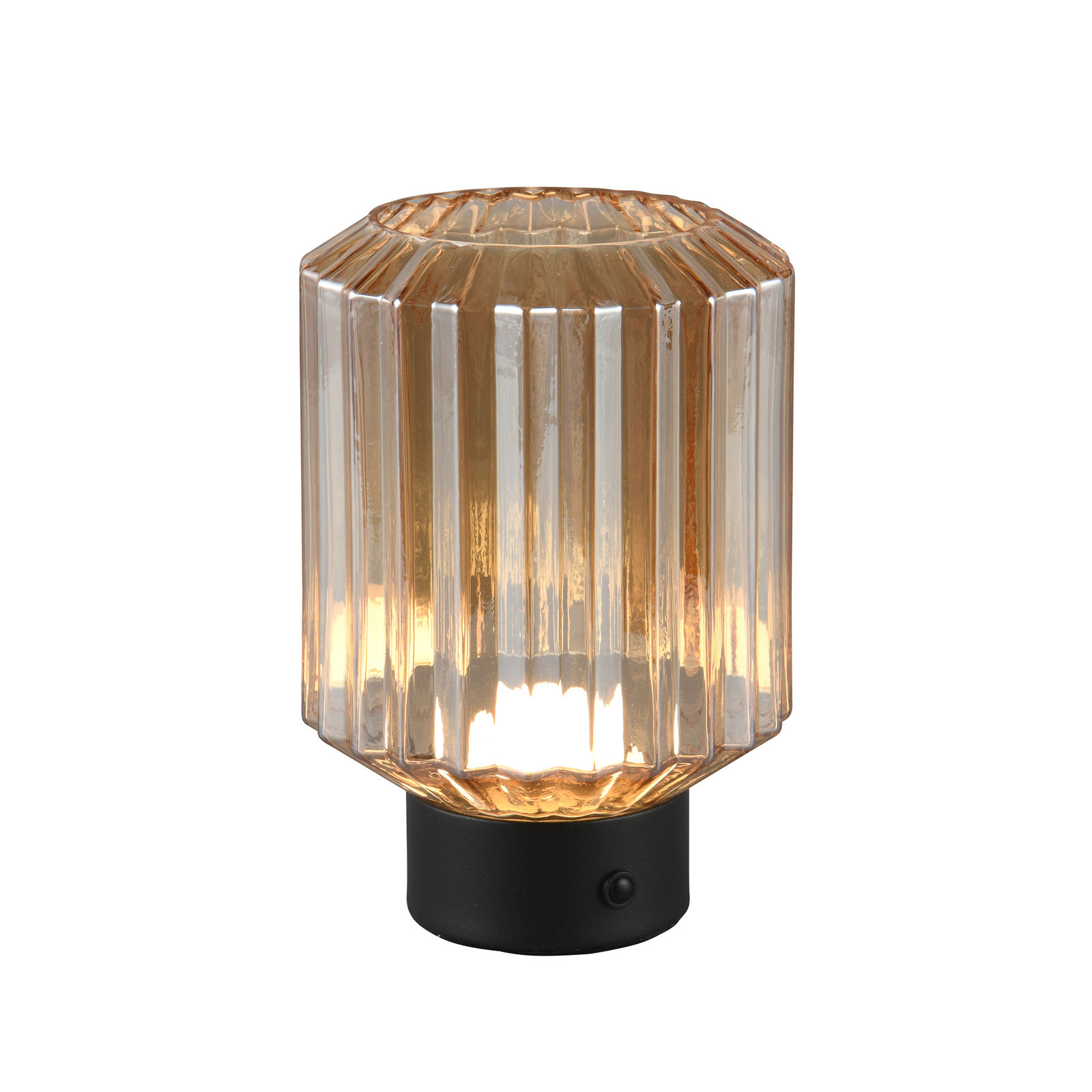 Lord LED genopladelig bordlampe, sort/amber, højde 19,5 cm, glas