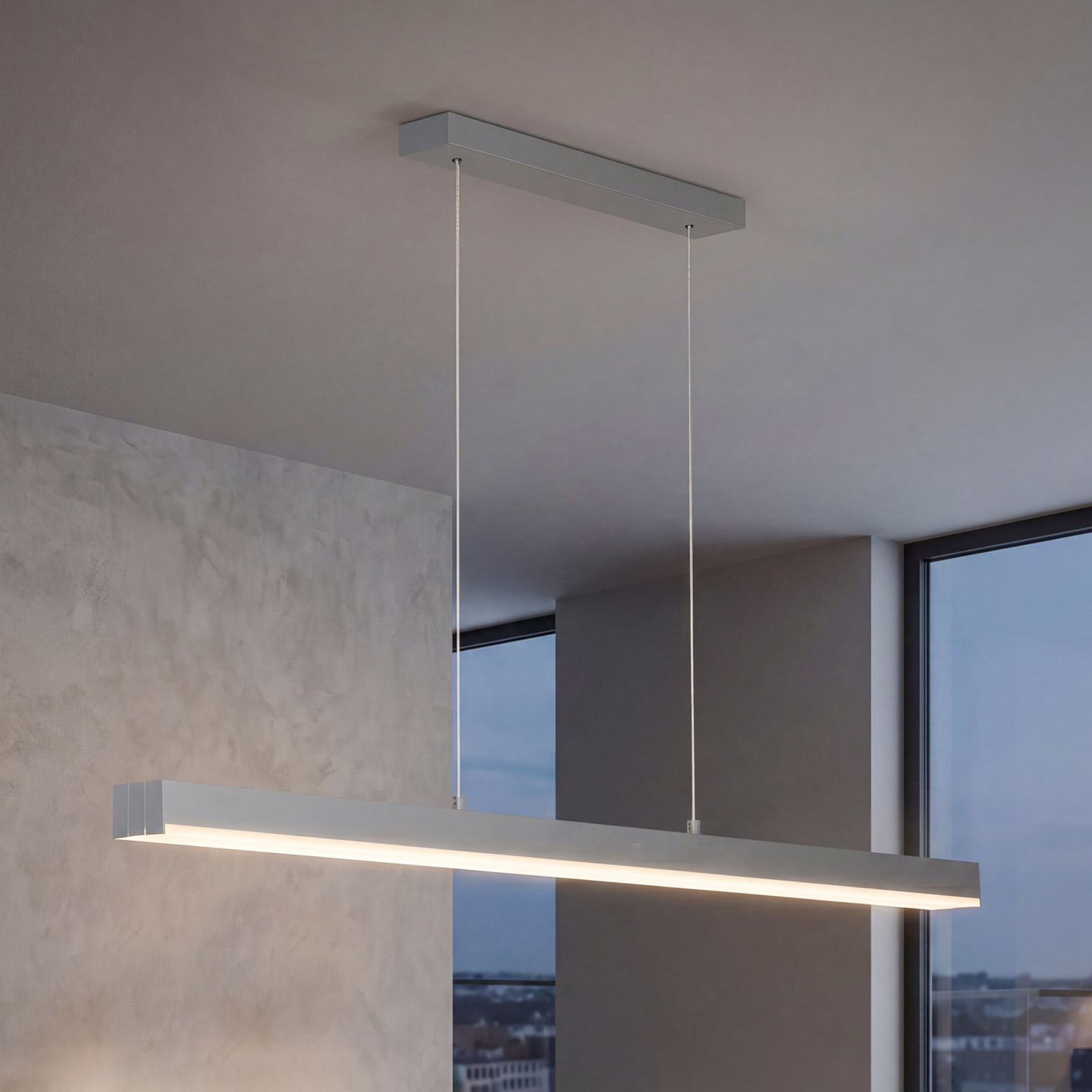 LED-Hängeleuchte Vayana, grau, Länge 189 cm, CCT Touchdimmer