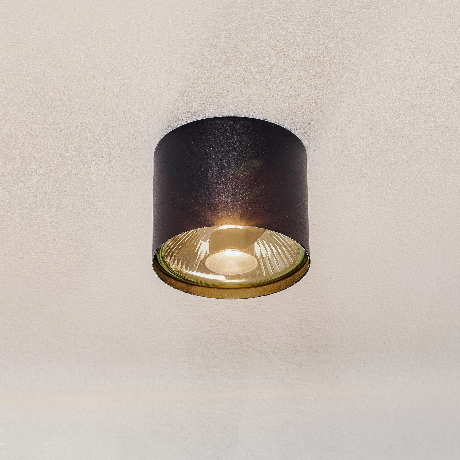 Foco de techo Bot, negro, 1 luz