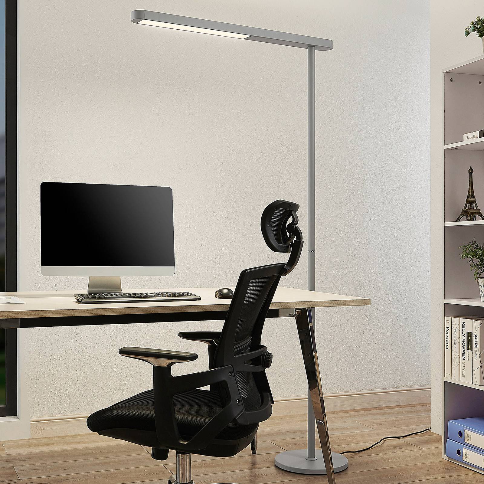 Prios Jalima lampadaire de bureau LED argenté