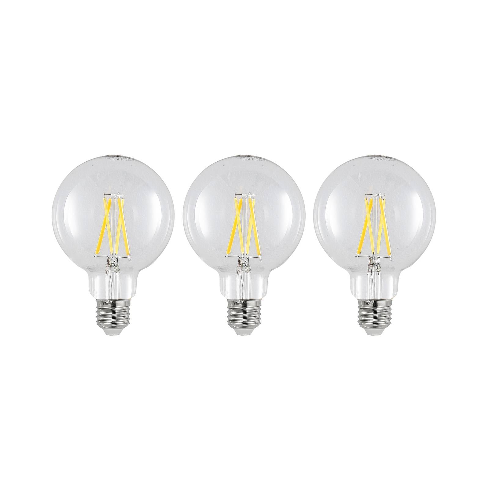 LED-Lampe E27 8W 2.700K G95 Globe klar 3er-Set