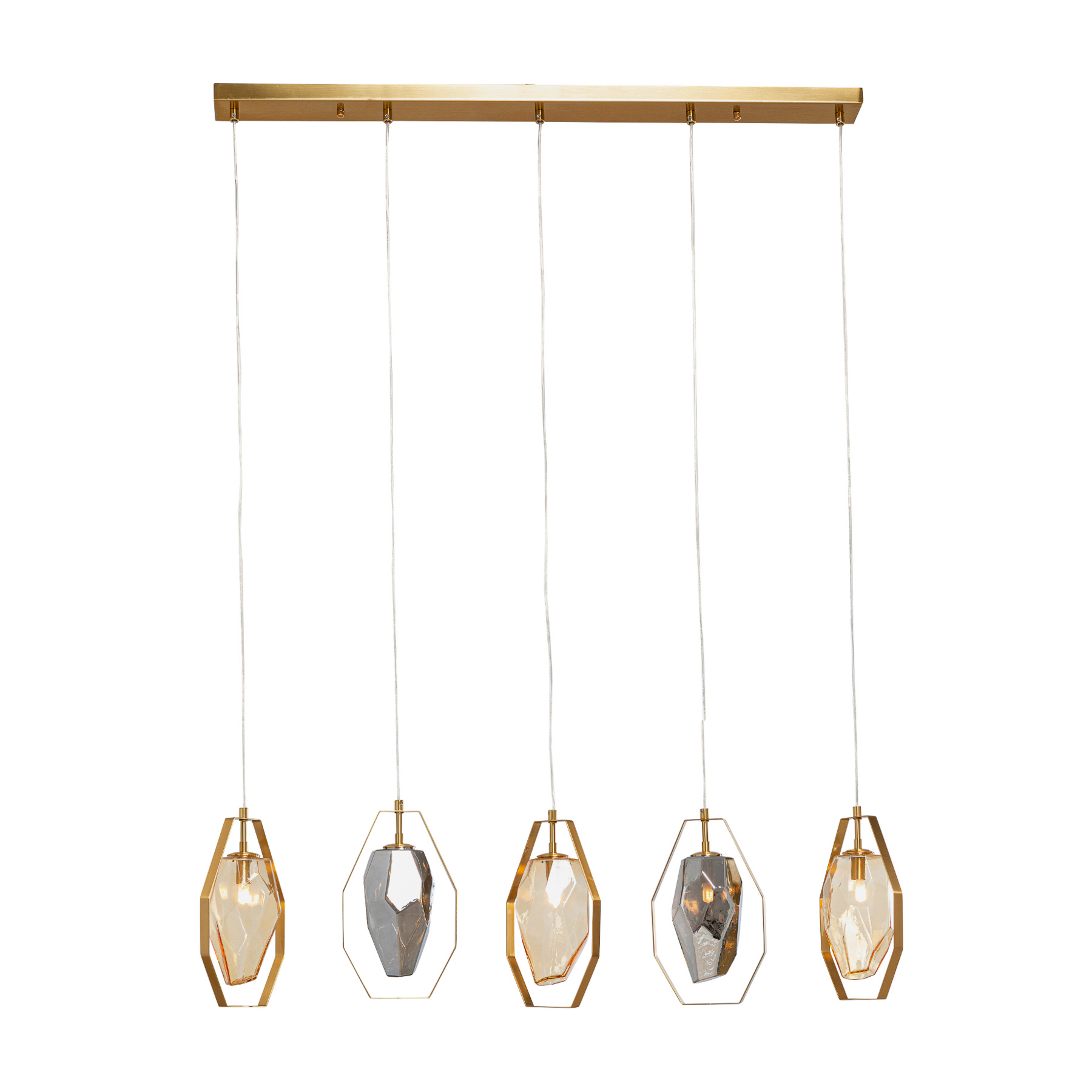 KARE Suspension Diamond Fever Dining laiton à 5 lampes linear