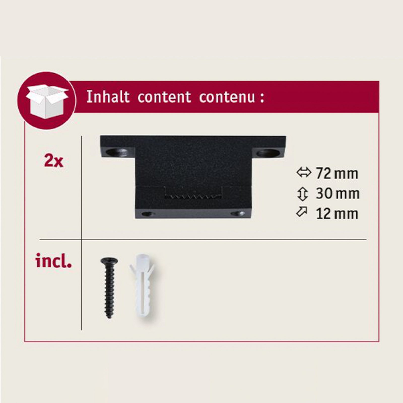 Paulmann ULine belt holder, straight, set of 2, black