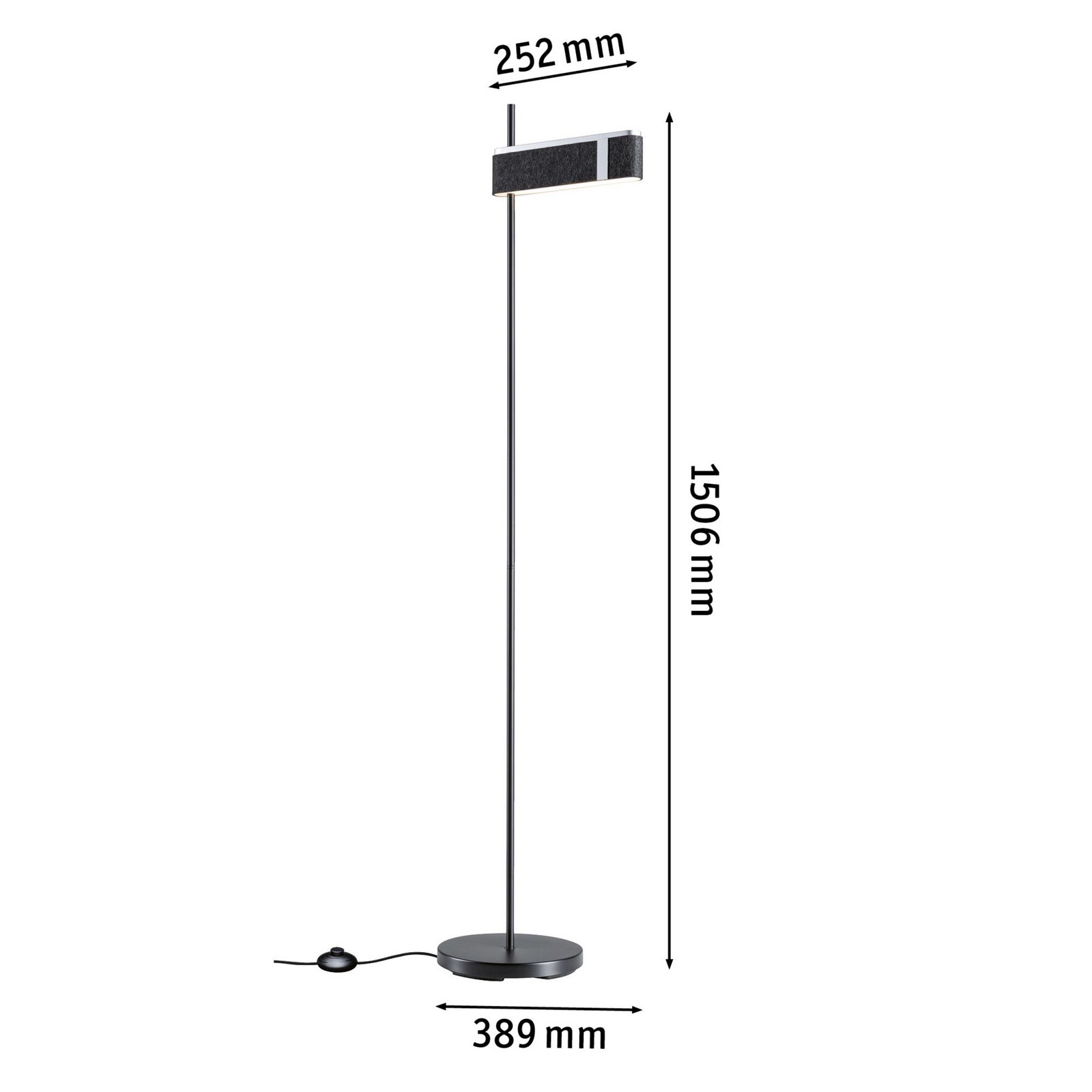 Paulmann Smart LED-gulvlampe Jagun, antrasitt, 151 cm filt