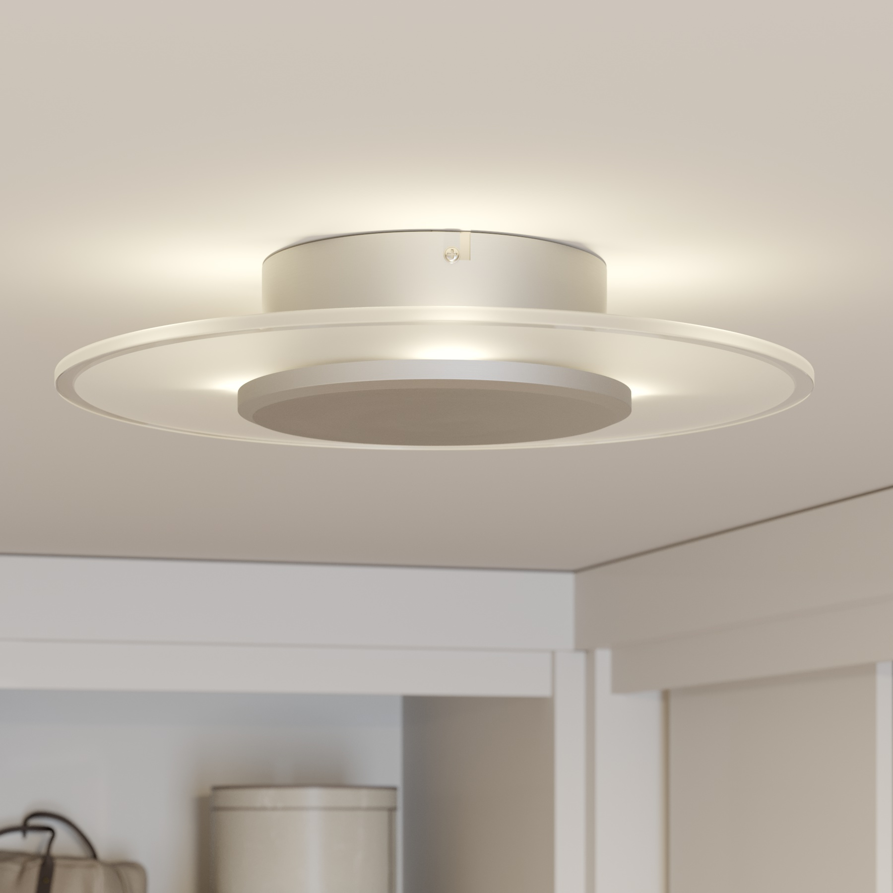 Lucande Dora LED ceiling light, dimmable, for Living / Dining Room, Aluminium, steel, glass, 5 W, energy efficiency: A+, H: 7 cm