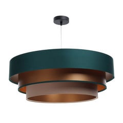 Lámpara colgante Triniti, verde/beige/cobre, Ø 60 cm, textil