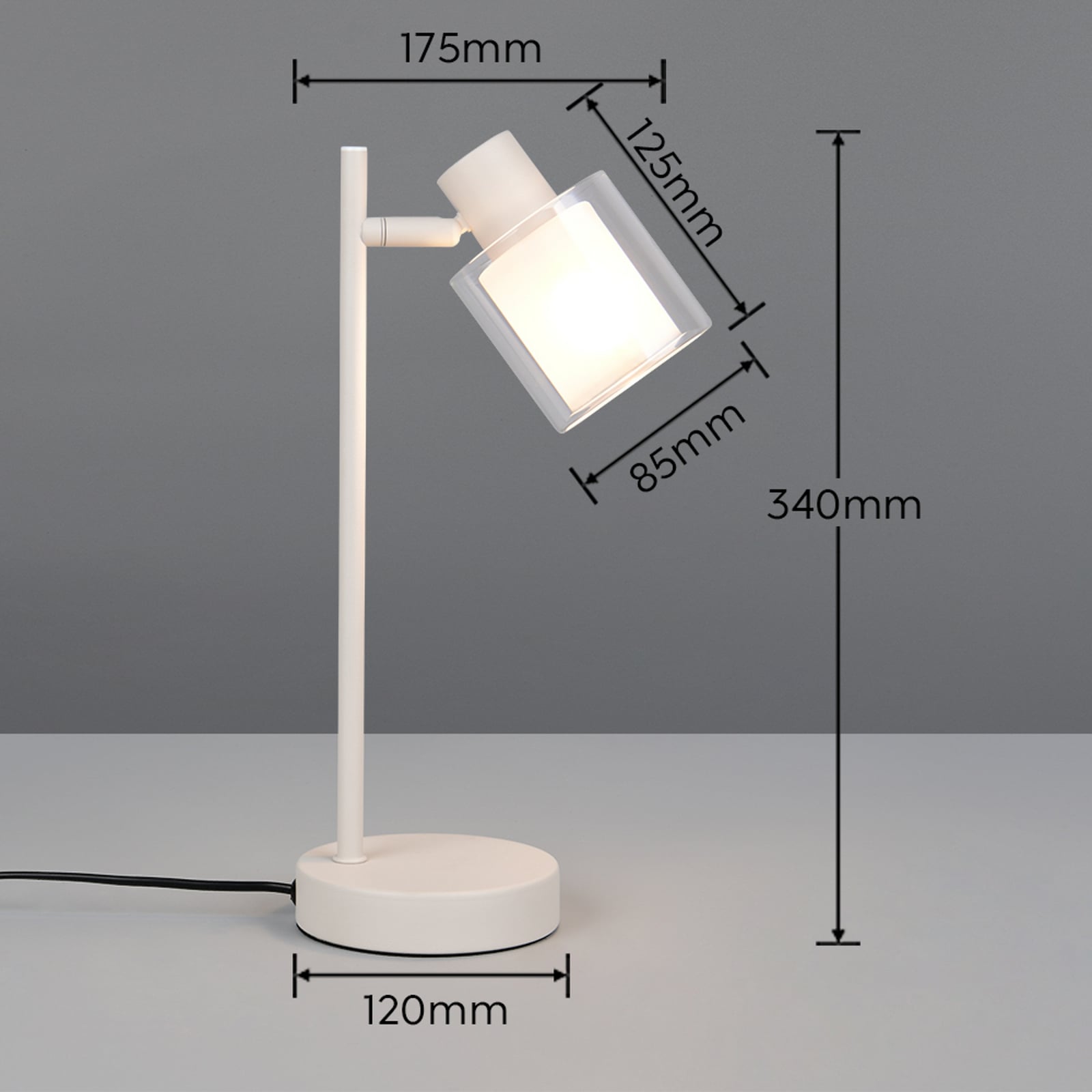Lampe à poser Neralo, gris clair, métal, hauteur 35,5 cm, E14 Lampe à poser Neralo, gris clair, métal, hauteur 35,5 cm, E14