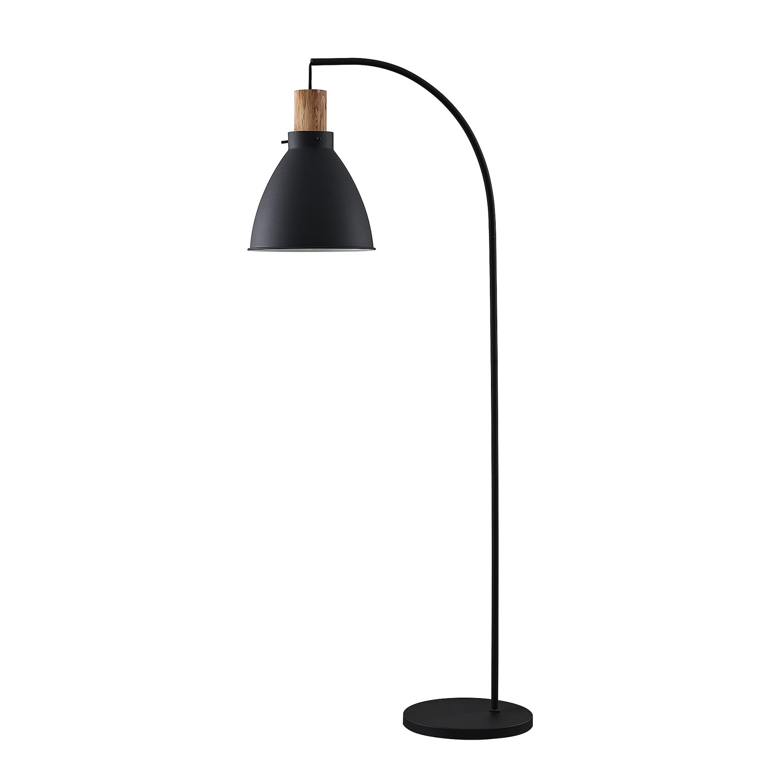 Lindby Trebale floor lamp, E27, iron, wood, black