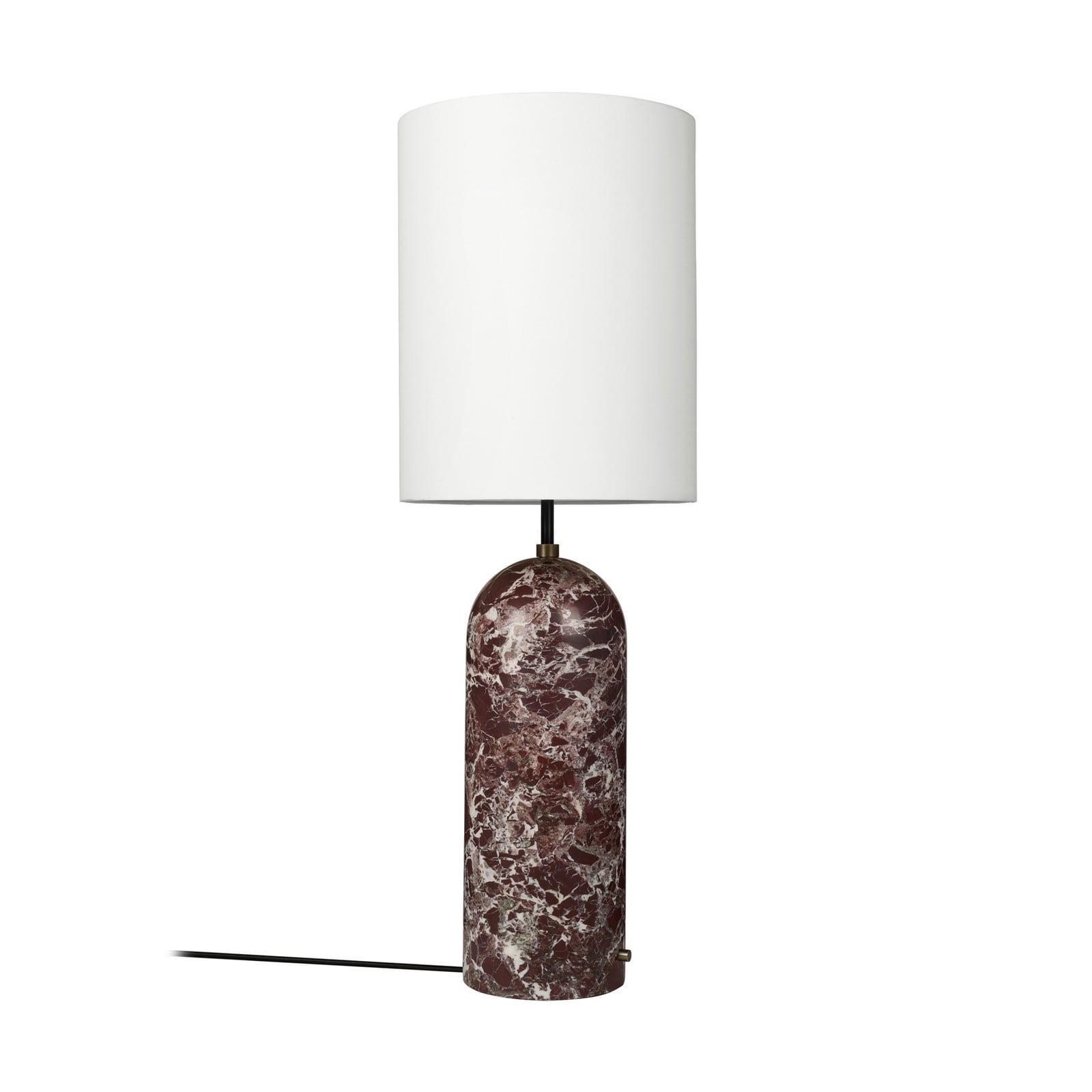 Gubi Gulvlampe Gravity XL High, rød marmor, hvidt stof