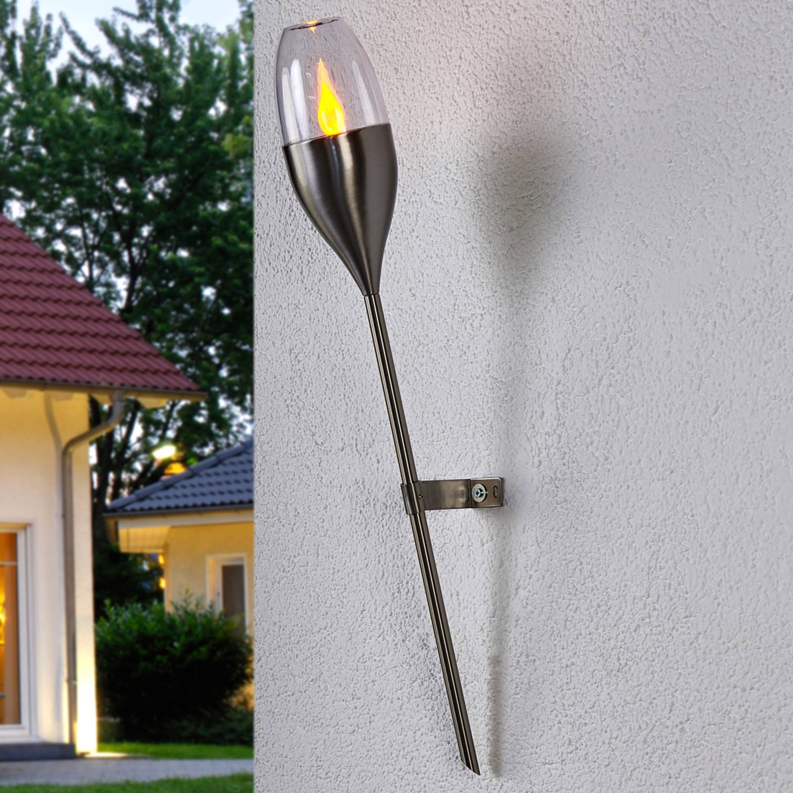 Lindby Solar wall light Jari with flickering LED - Solar Light - Modern - Silver