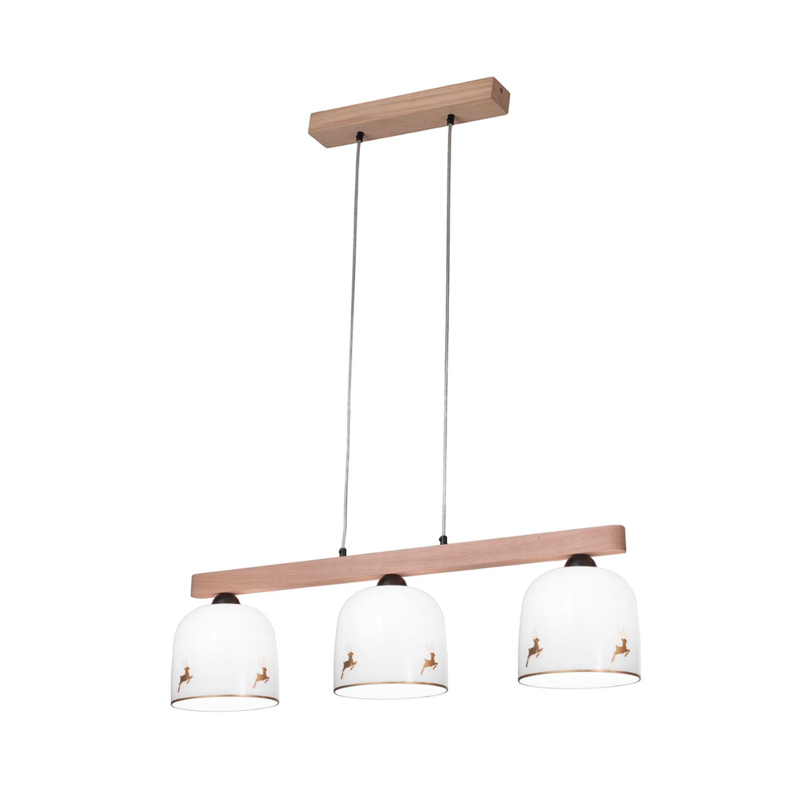 KOLARZ Chalet hanging light, white/deer gold-coloured Length 88 cm