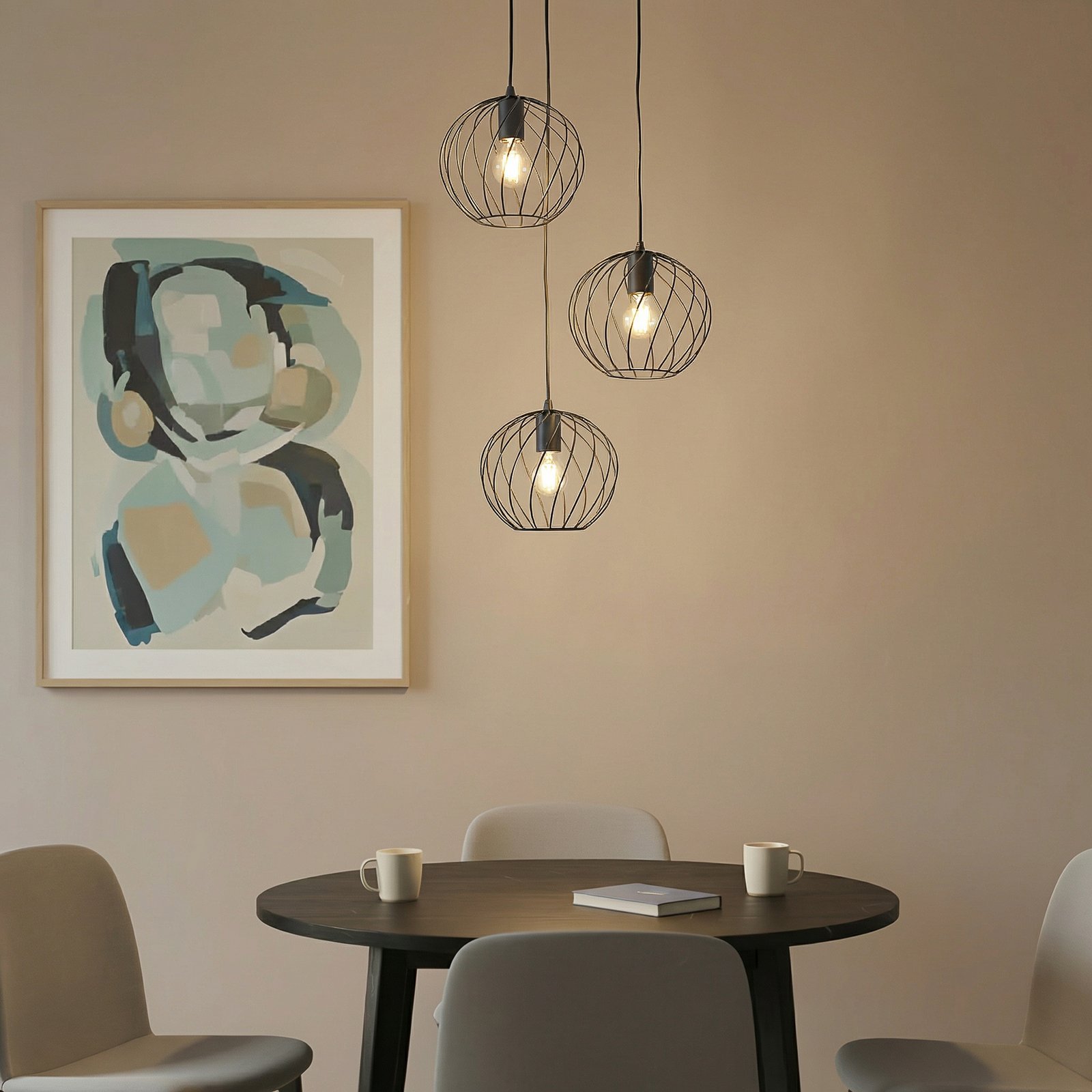 Lindby pendant light Danika, round, Ø 50 cm, black, metal