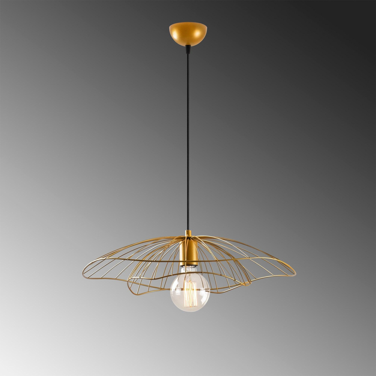 Lámpara colgante Tel 6502, color dorado, metal, Ø 50 cm