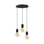 Calex Retro hanglamp, rond, 3-lamps, zwart