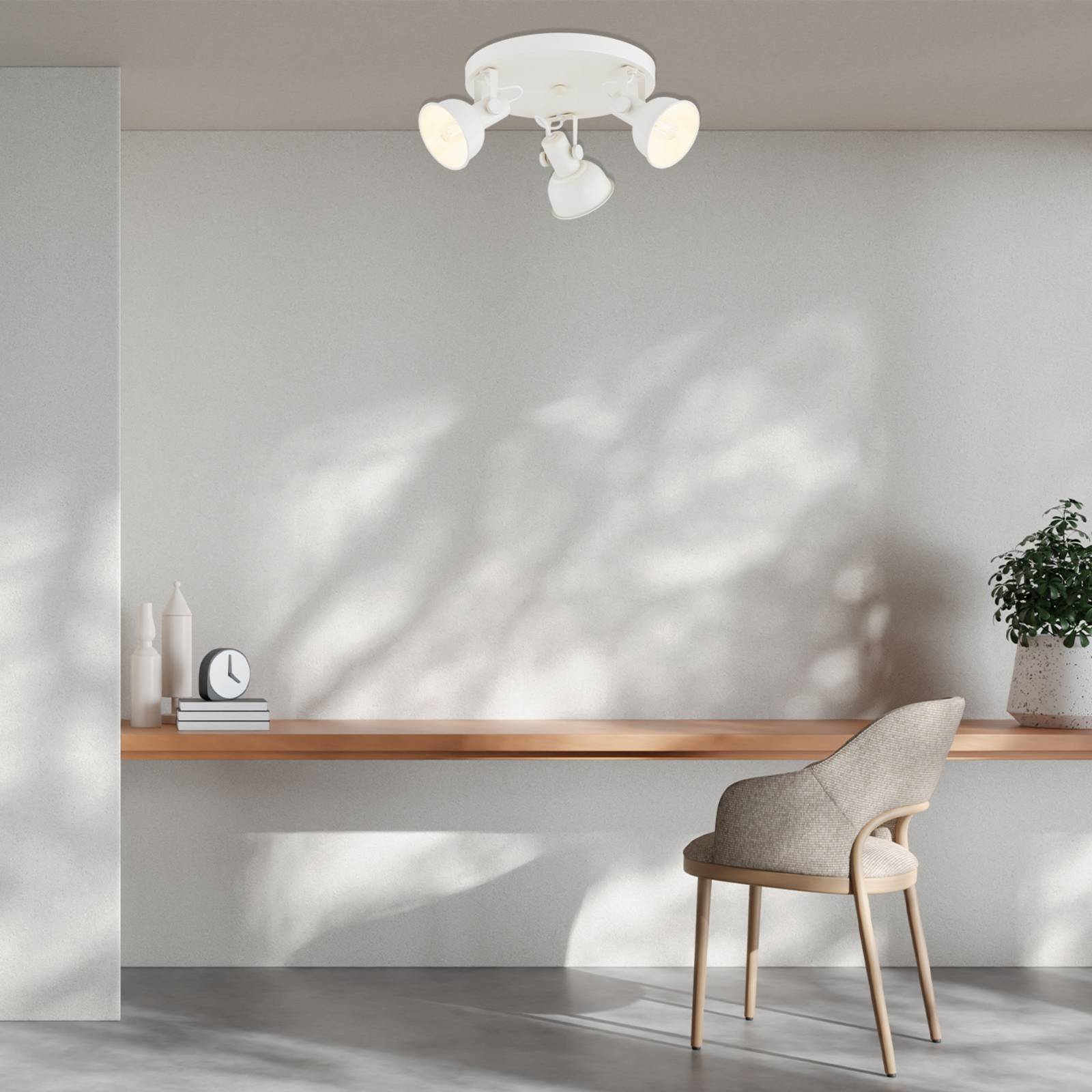 Argon Plafonnier Trogir, beige, à 3 lampes, acier, Ø 30 cm