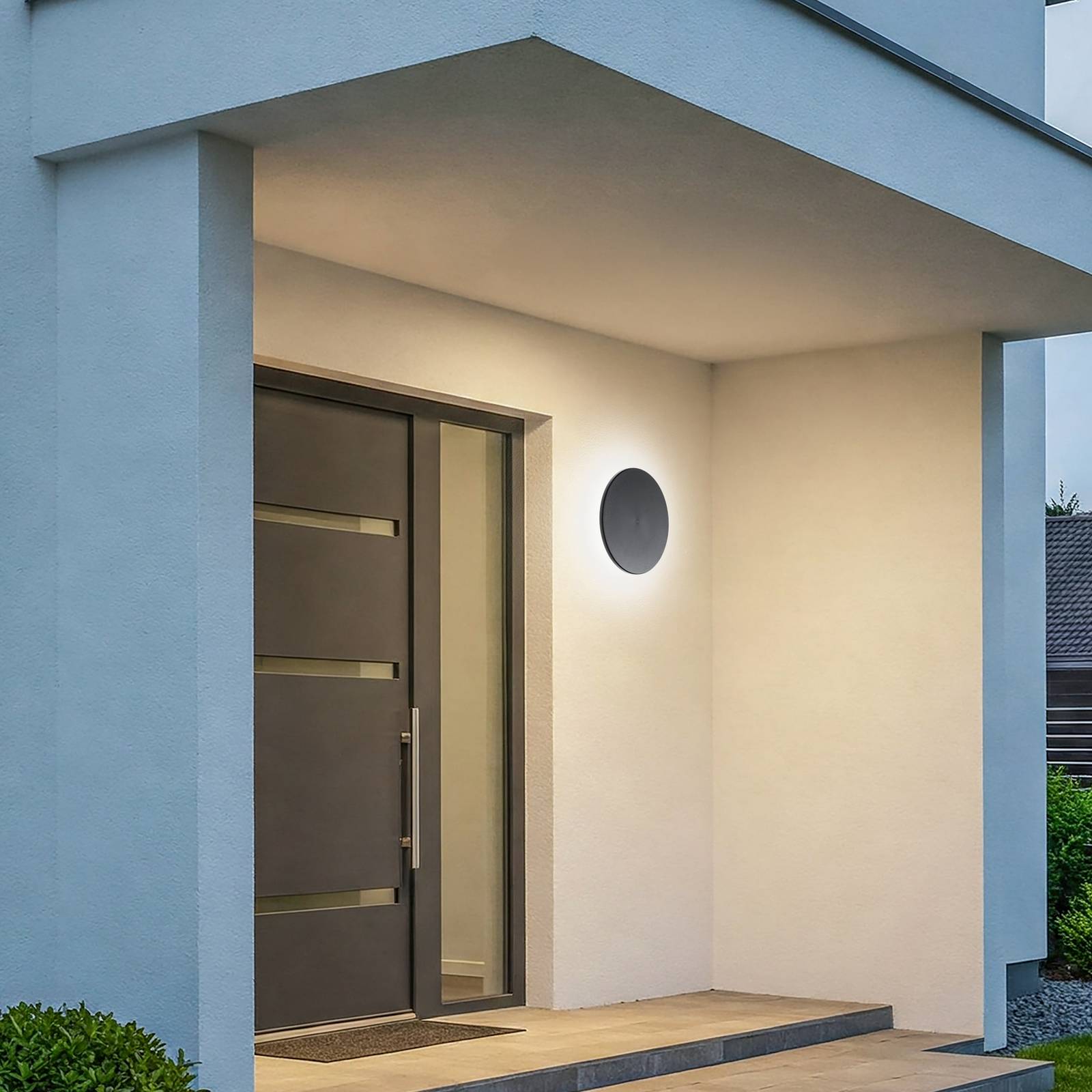 LED-Wandleuchte Disk, Ø 25cm, schwarz, Kunststoff, IP65, CCT günstig online kaufen