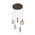 Piekaramā lampa „Mataro“, smilškrāsā, Ø 55 cm, 5 spuldzes, stikls/metāls