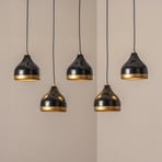 Hängeleuchte Yildo, schwarz/gold, 5-flammig. Länge 111 cm