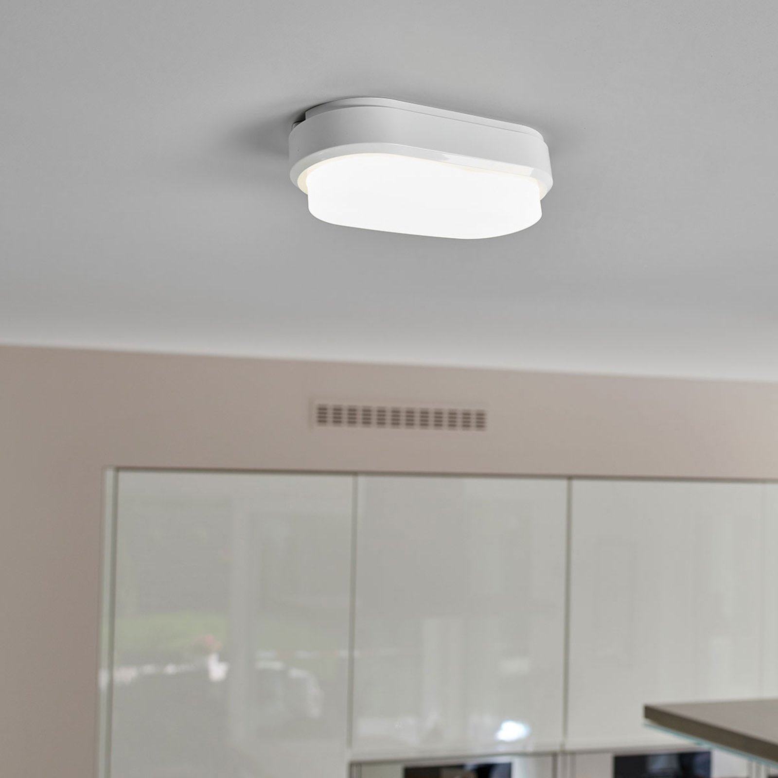 Plafonnier LED Ipsum avec capteur, blanc, ovale