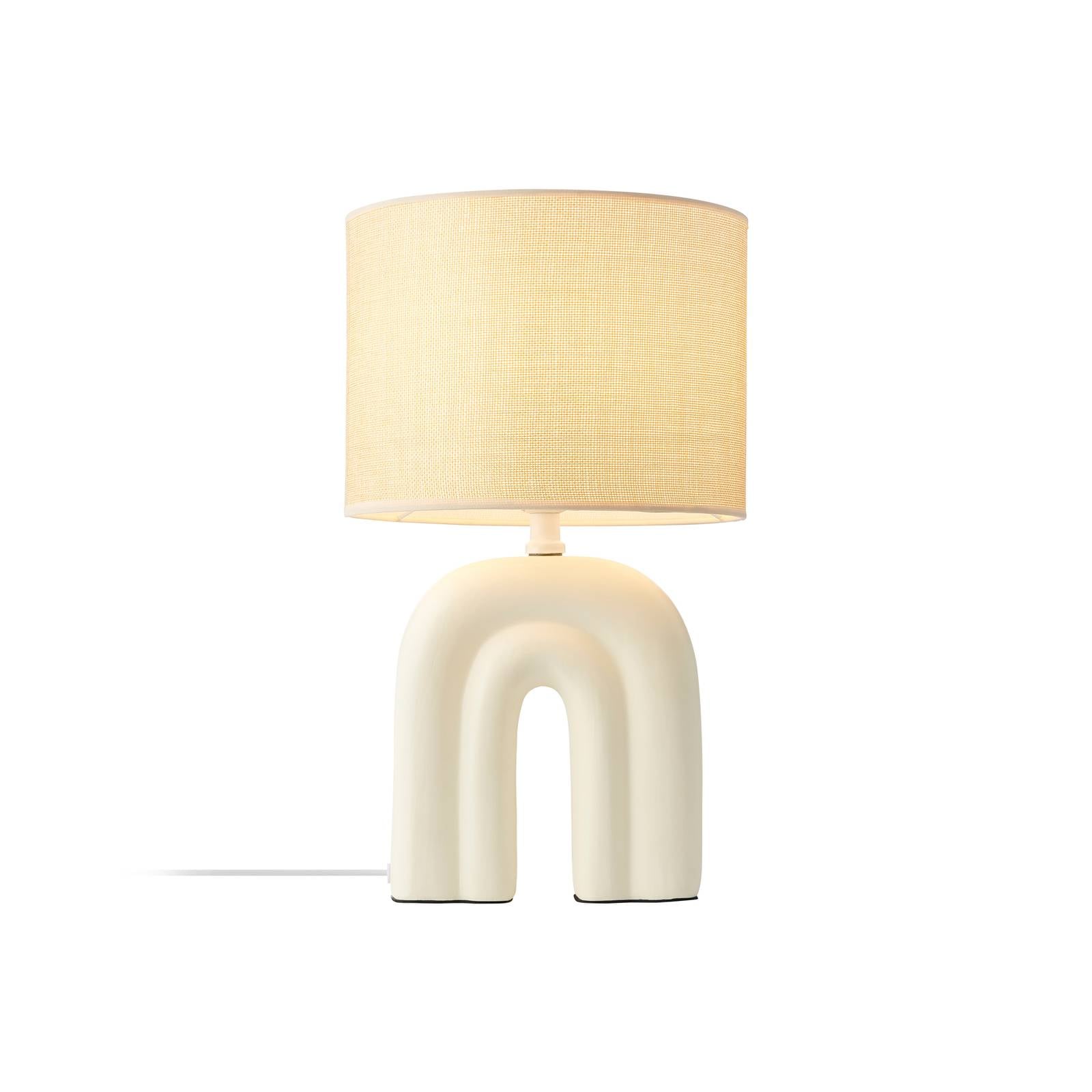 Tischleuchte Haze, Keramik, Leuchtenschirm Textil, beige