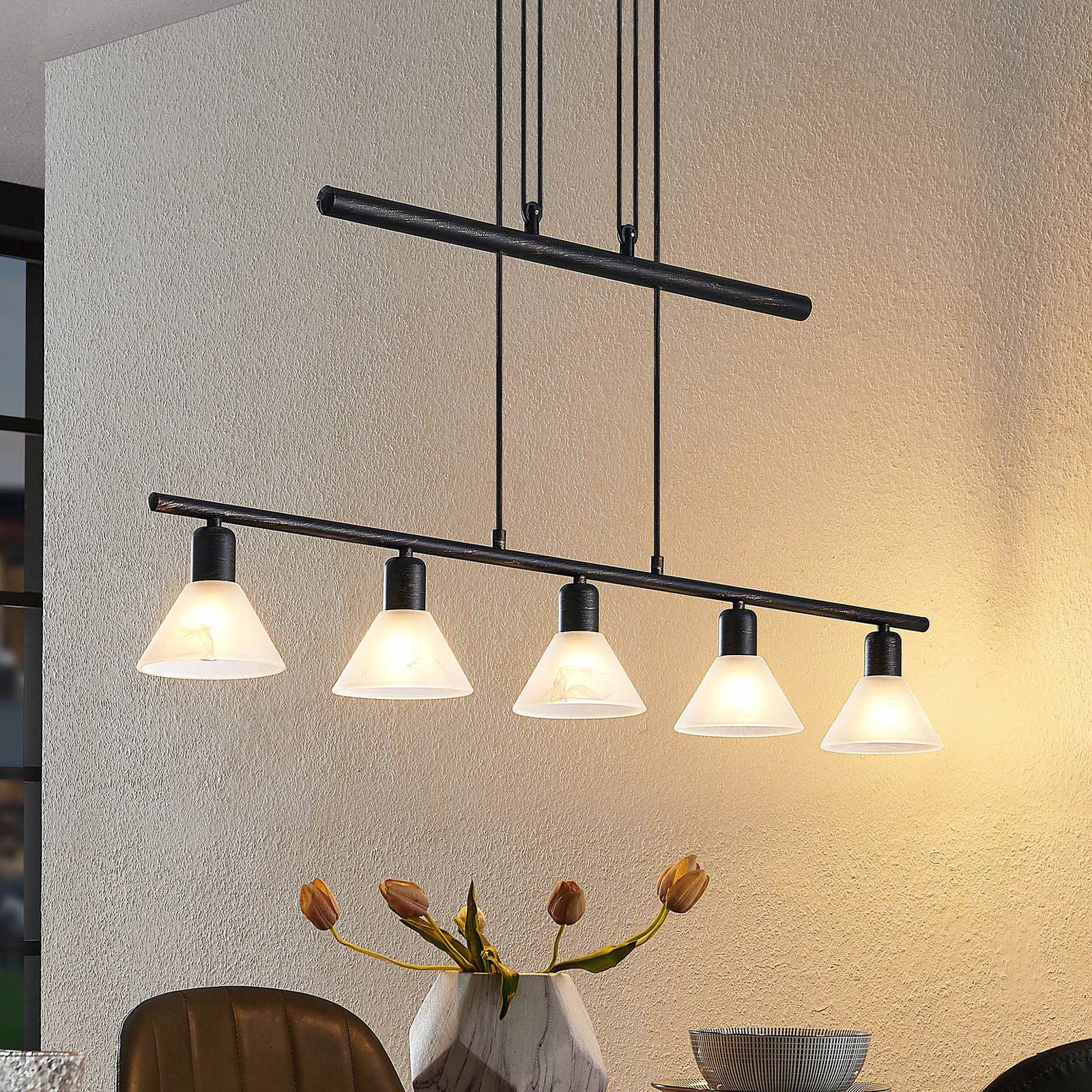 ELC Bealia suspension réglable 5 lampes noire