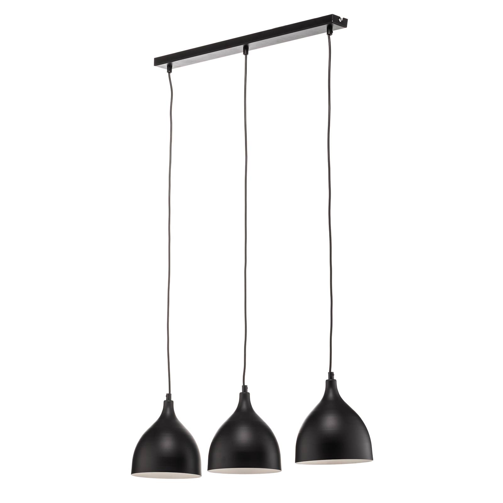 Suspension Nanu en métal noir trois lampes