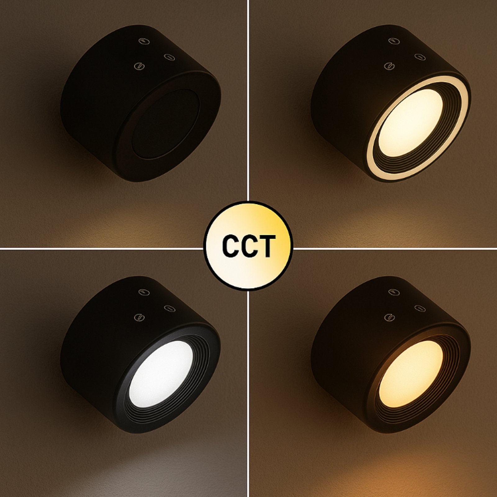 LED-Akku-Wandspot Magnetic, schwarz, dimmbar, RGBW