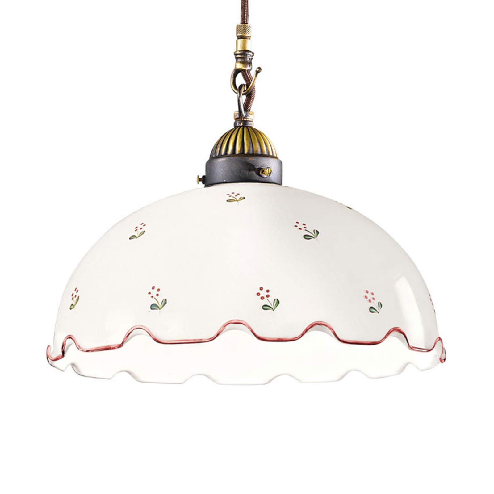 AUSTROLUX BY Kolarz Nonna flower hanging light, white and red Ø 30 cm, for Living / Dining Room, metal, glass, E27, 75 W, energy efficiency: A++, H: 26 cm