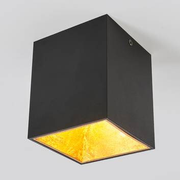 Terningformet LED-taklampe Juma, svart og gull