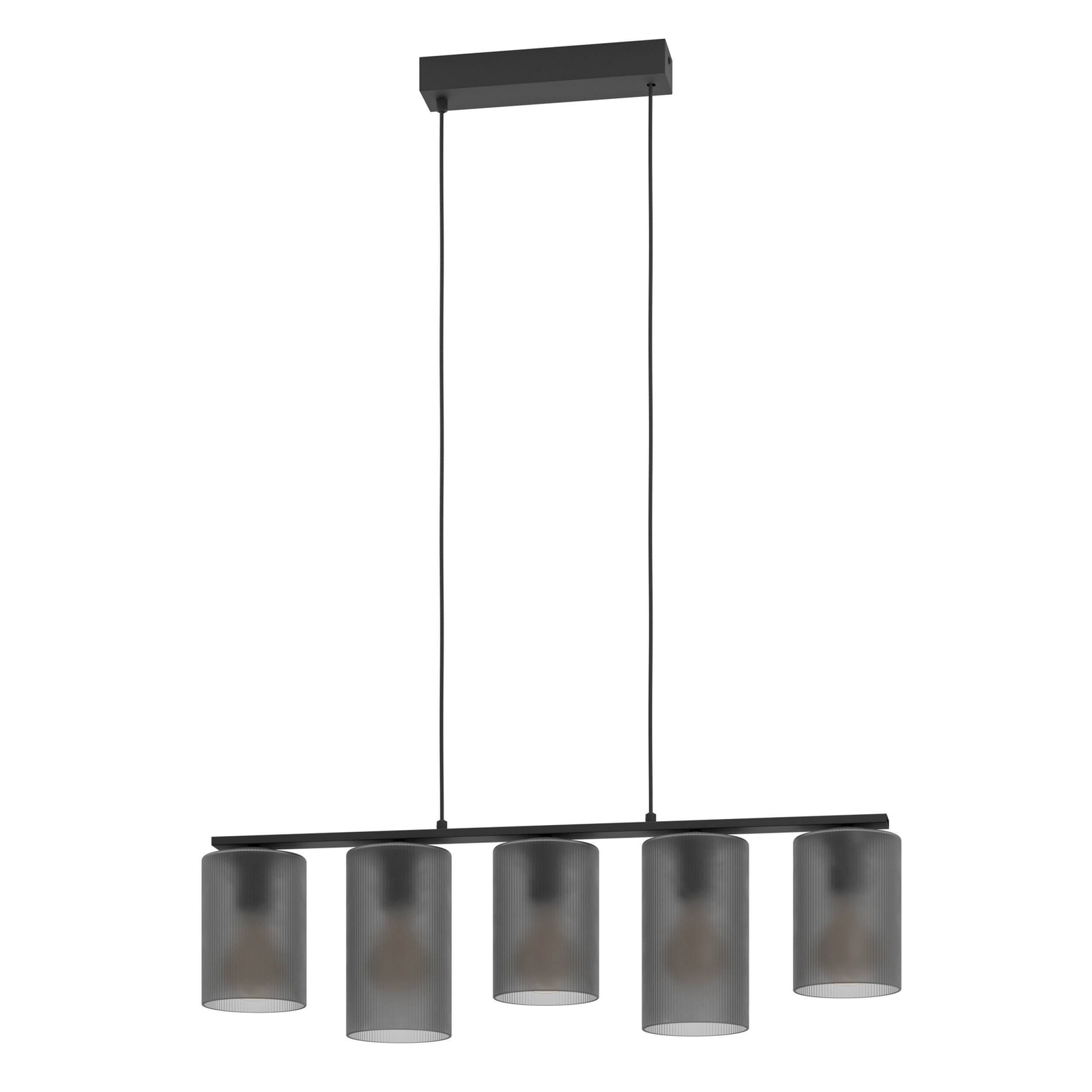 Suspension Colomera, noir/gris, à 5 lampes.