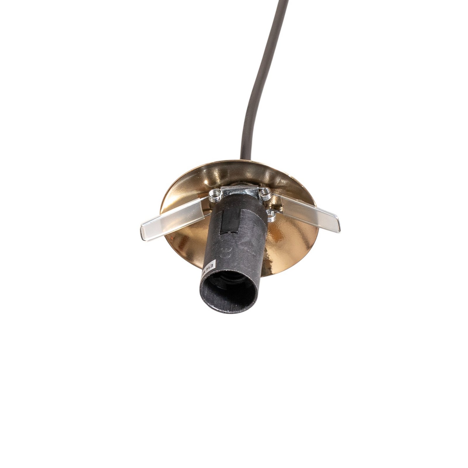 Glassy pendant light, 4-bulb, round, black/opal