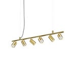 Suspension IDEAL LUX Dynamite Round en laiton, à 6 lampes