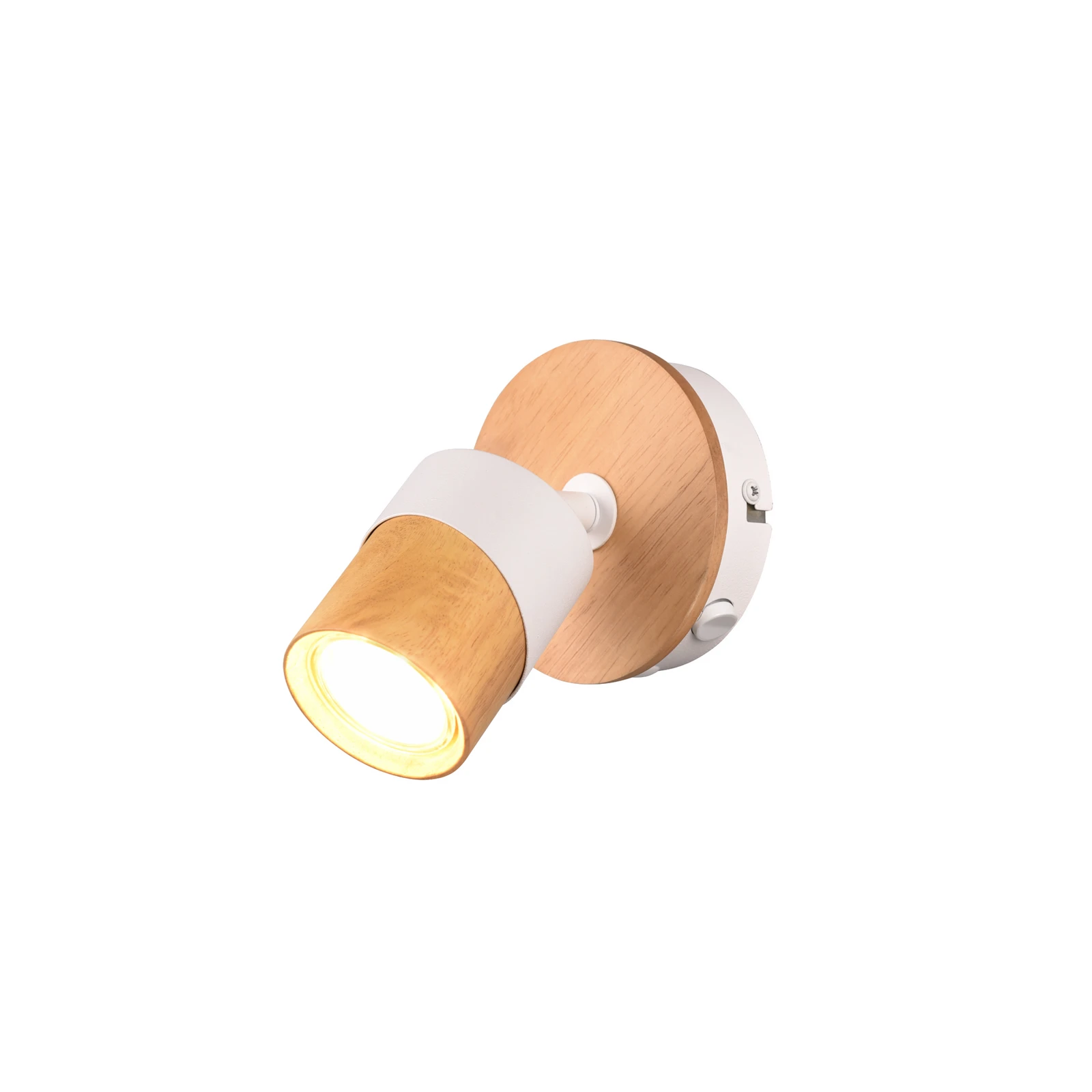 Aruni wall spotlight made of wood, 1-bulb, white