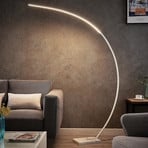 Lindby LED Lampadaire arqué Kendra, blanc, aluminium, hauteur 180cm