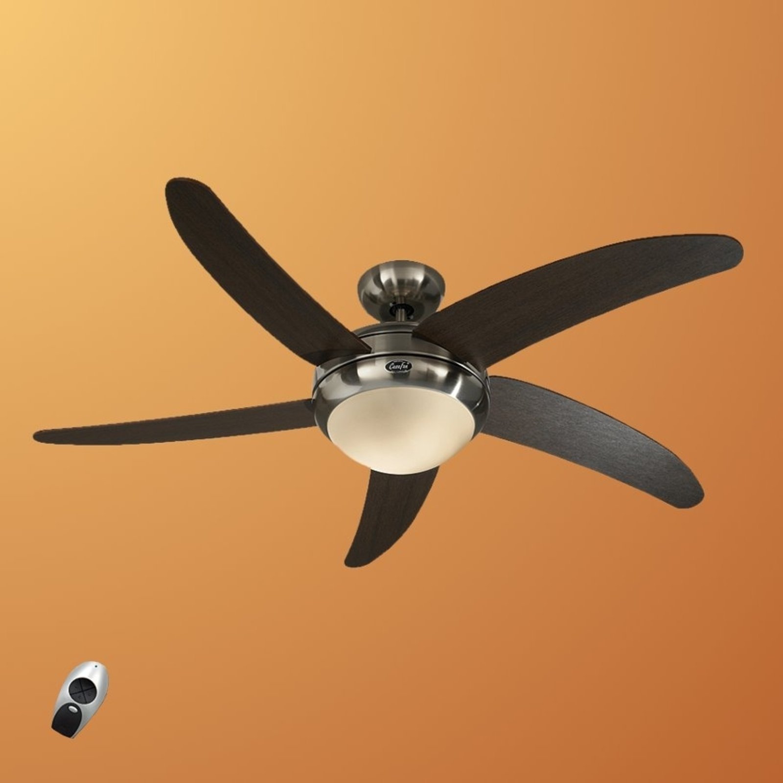 Modern ceiling fan Elica, chrome and wenge