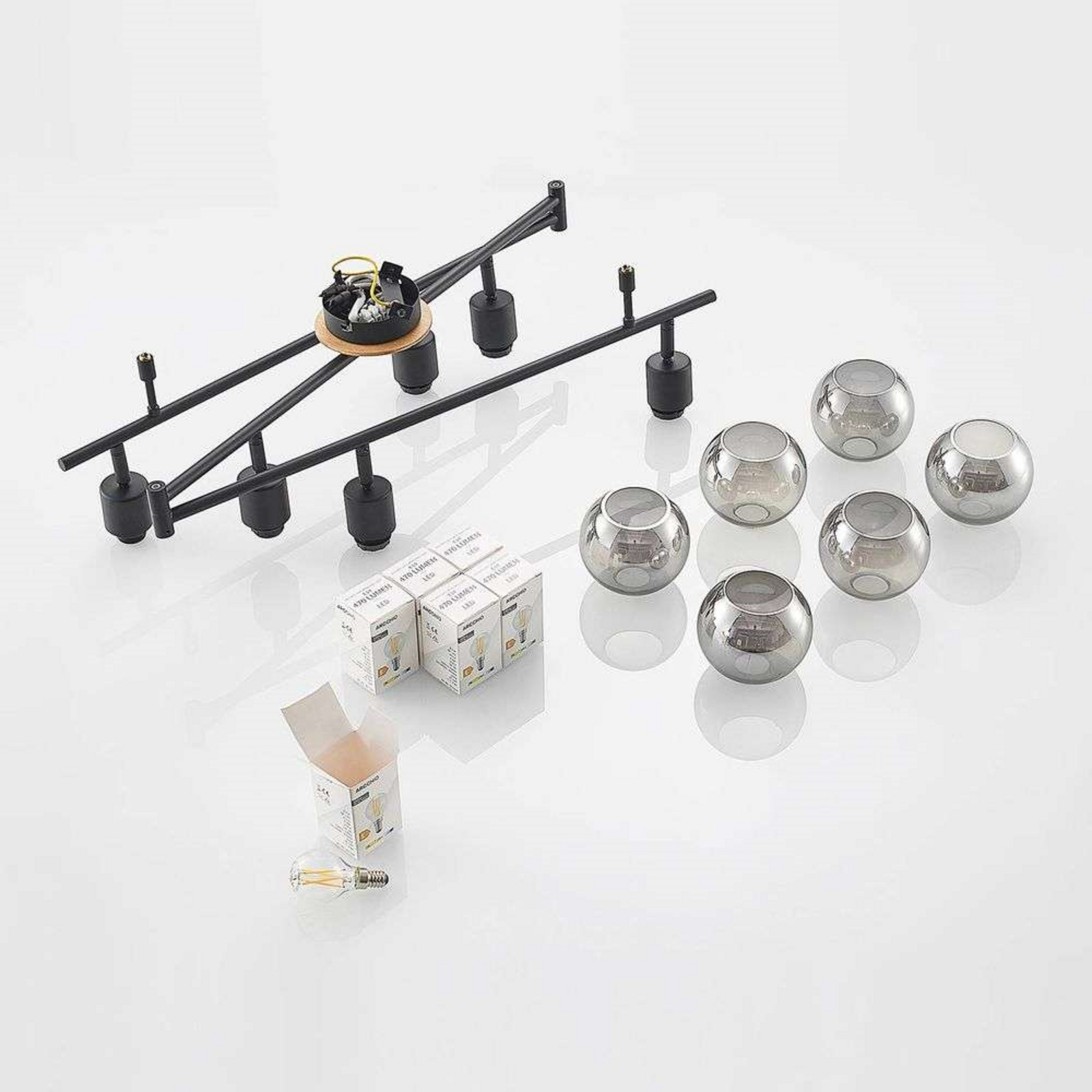 EOL - Eridia 6 Loftlampe Black/Wood - Lindby