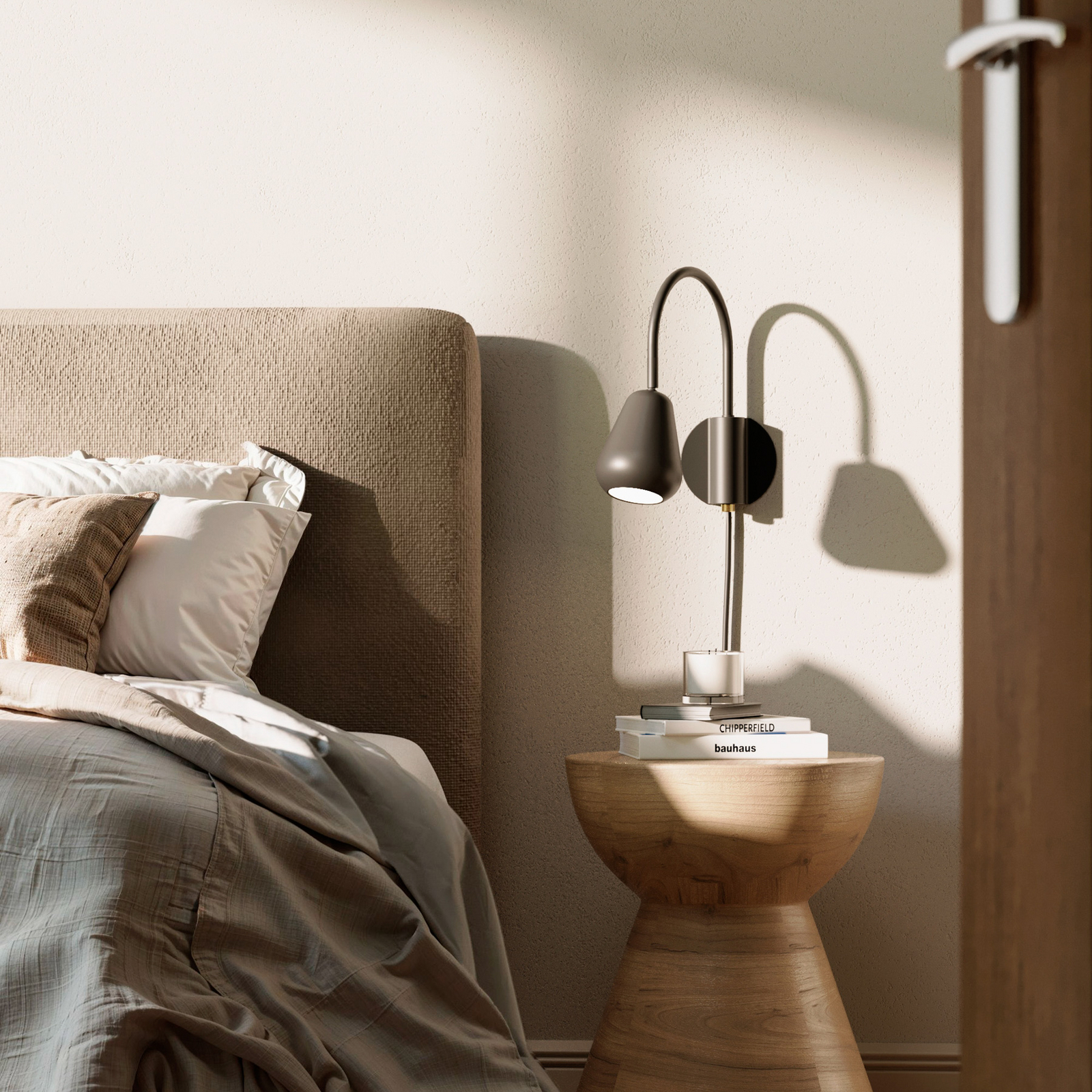 Nuura Spot de perete Anoli, negru, metal, GU10, ștecher