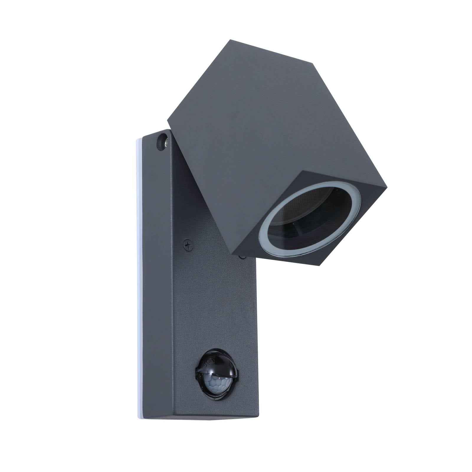 Lindby Wandleuchte Othil, Sensor, anthrazit, Metall, IP44