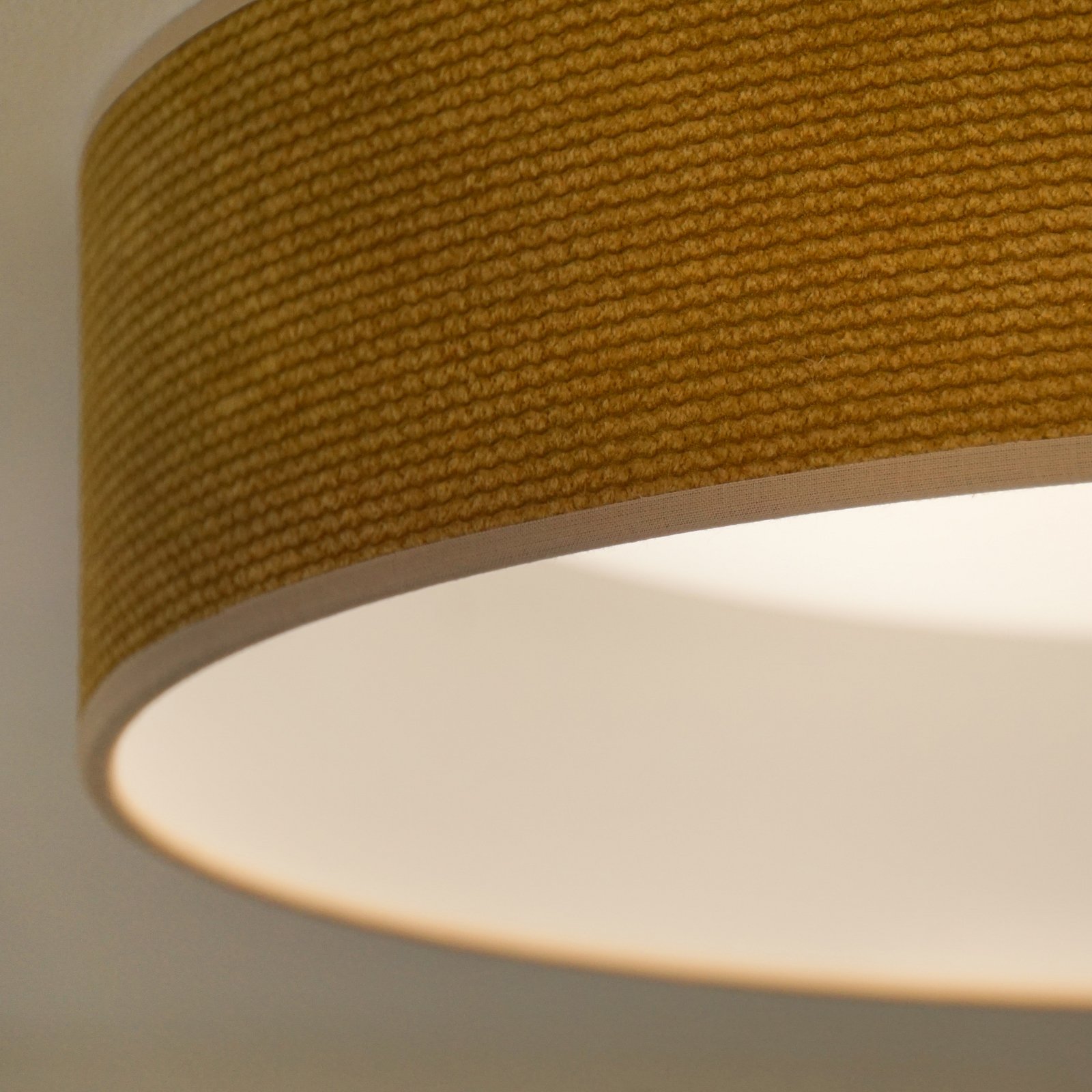 LED-Deckenleuchte Plafond, senfgelb, Stoff, Ø 45 cm, 3-step