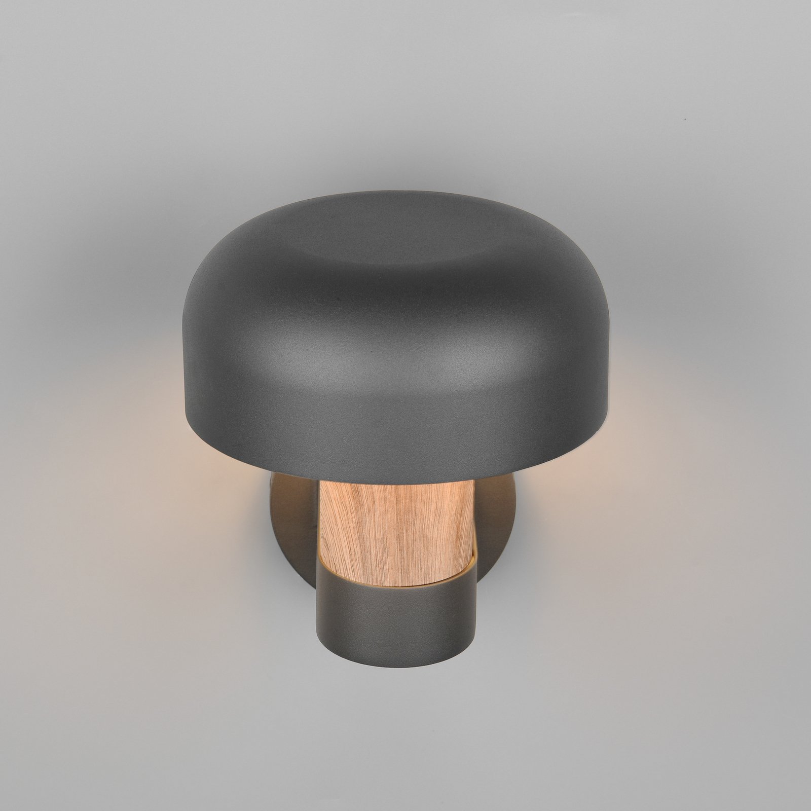 Außenwandleuchte Fraser, grau/Holzoptik, Alu, IP54, E27