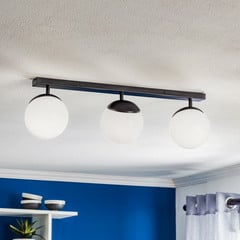 Lámpara de techo Sfera 3 luces directa larga cristal/negro