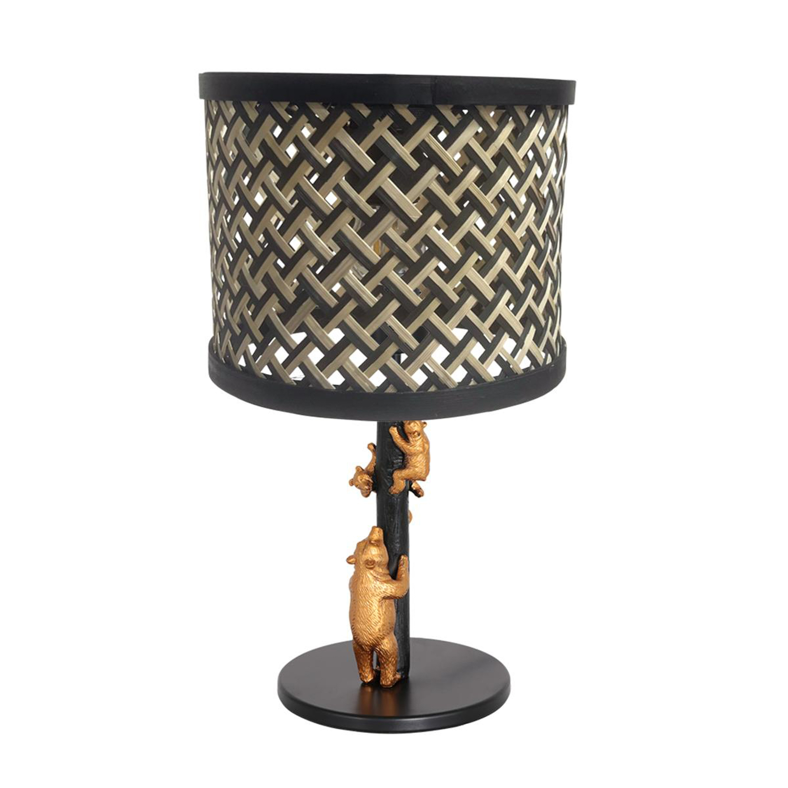 Animaux 3713ZW table lamp, black/natural wickerwork