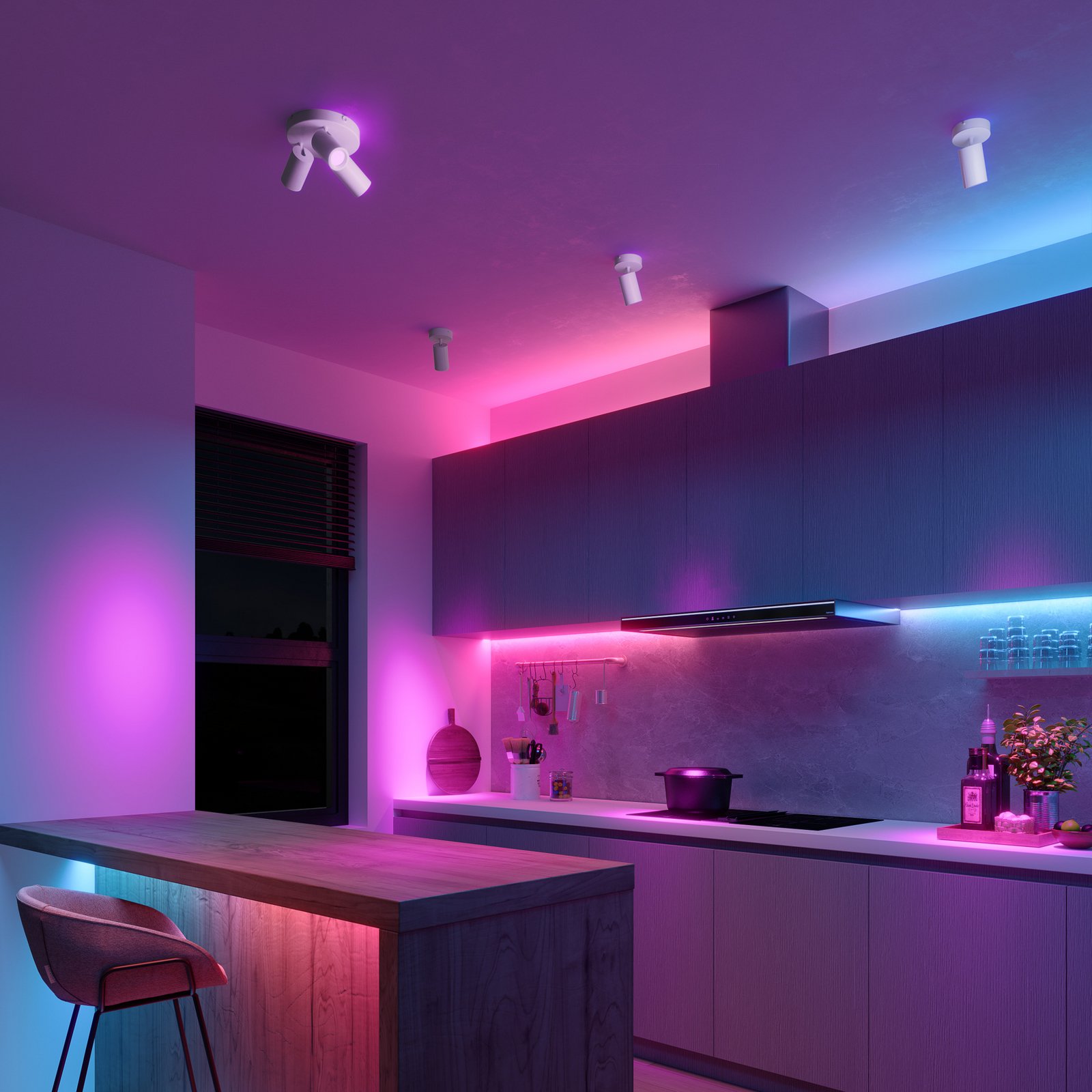 Calex Smart downlight, hvit, Ø 21 cm, 3 lyskilder, GU10-LED RGBW