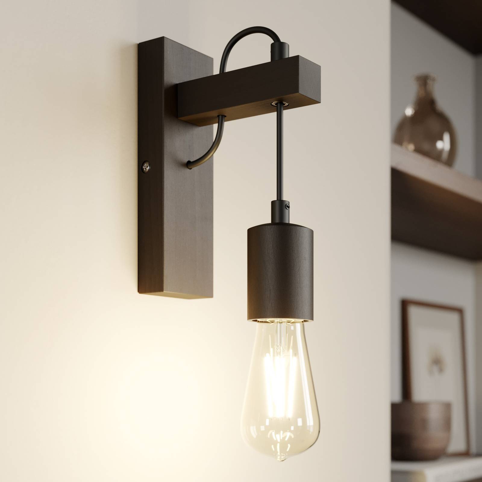 Lampa ścienna Tyske z drewna, wenge