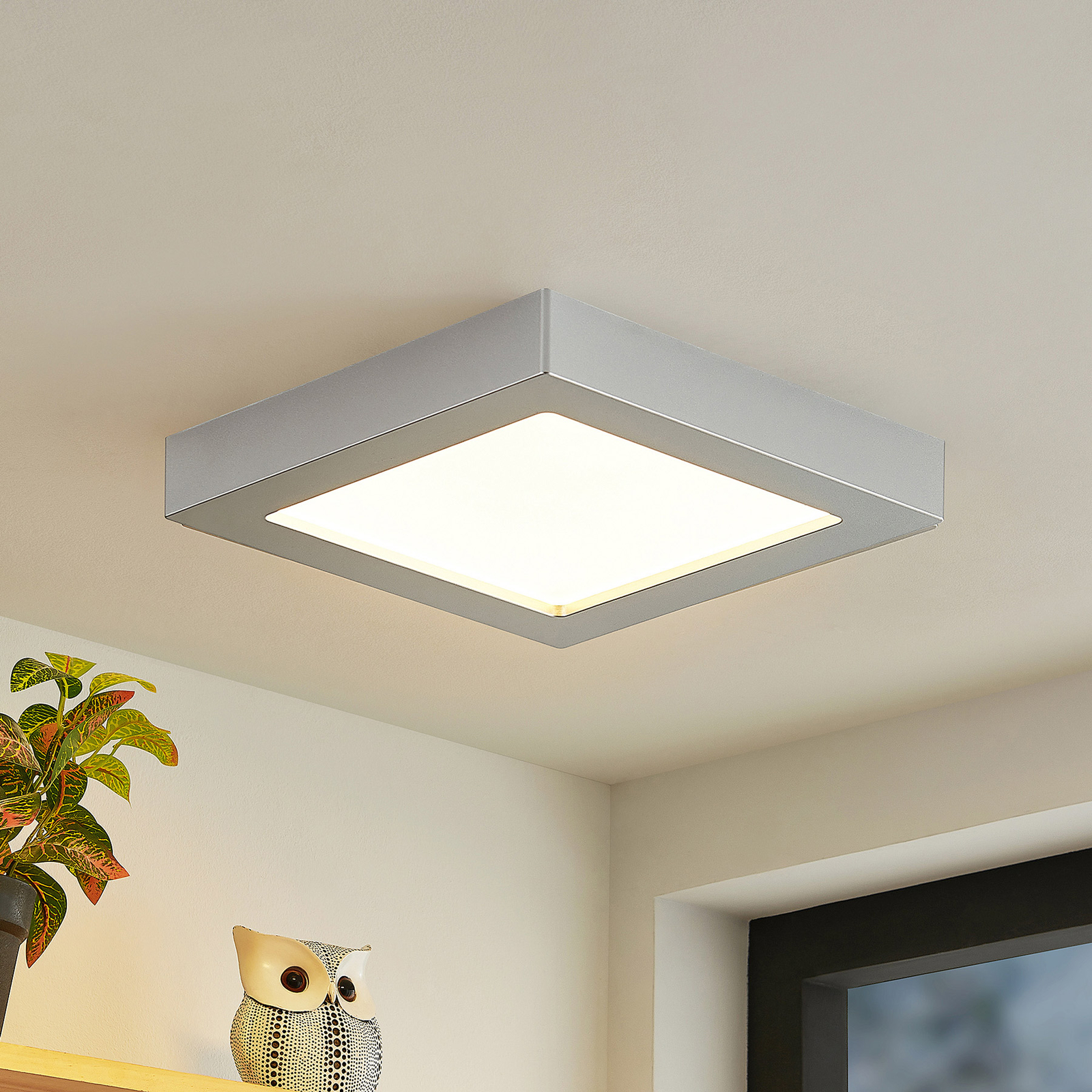 Prios Alette LED ceiling light silver 22.7 cm 24 W